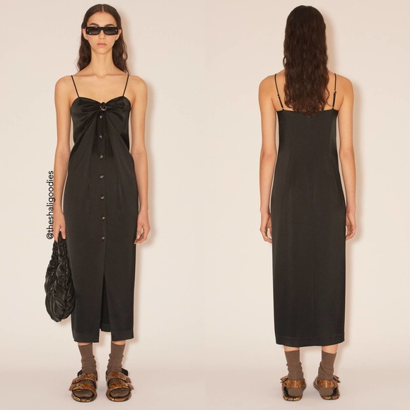 NANUSHKA Doris Midi Slip Dress Black Sarong Style - Picture 2 of 9